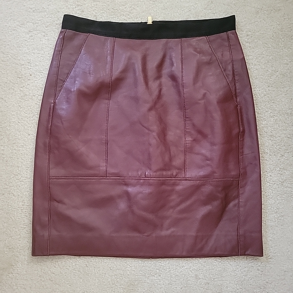 Sandro Burgundy and Black Pencil Skirt